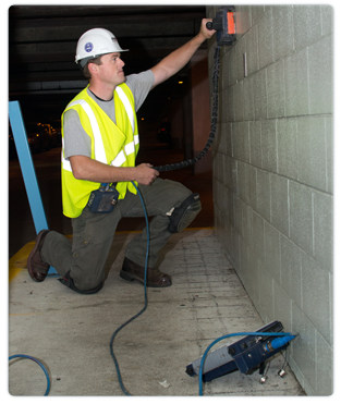 Pro Scanning using GPR on cmu wall Concrete scanning before wall sawing